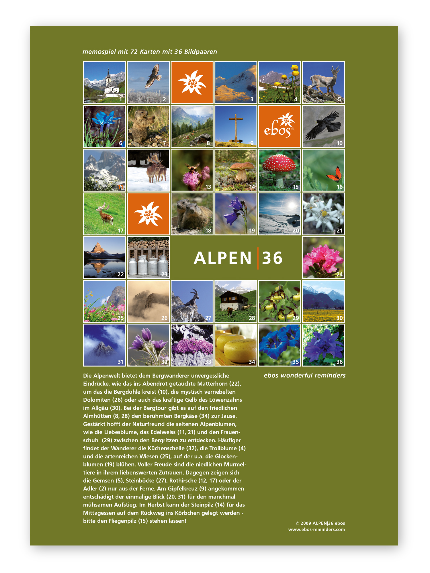 Memospiel Alpen für ebos von Sybs Bauer